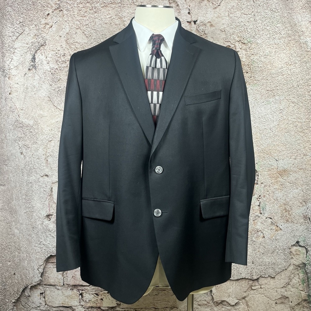 Jack Victor Sport Coat Men 48R Blazer Super 110s Wool Gibson SPJ Black Jacket - Picture 1 of 13